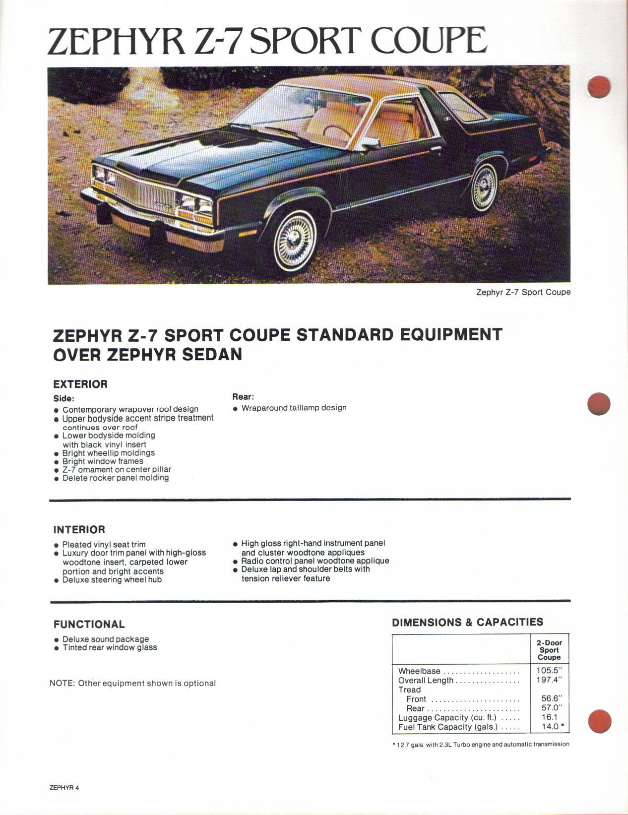 1980 Mercury Zephyr Fact Book Page 9